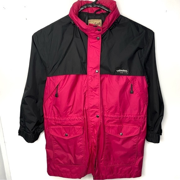 Woolrich Jackets & Blazers - Vintage Woolrich Women’s Pink & Black Mesh Lined Hooded Rain Ski Jacket Size XL